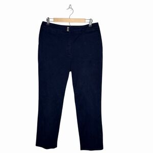 Lauren Ralph Lauren Petite Navy Blue Pants Silver Twist Front Straight Leg 12P